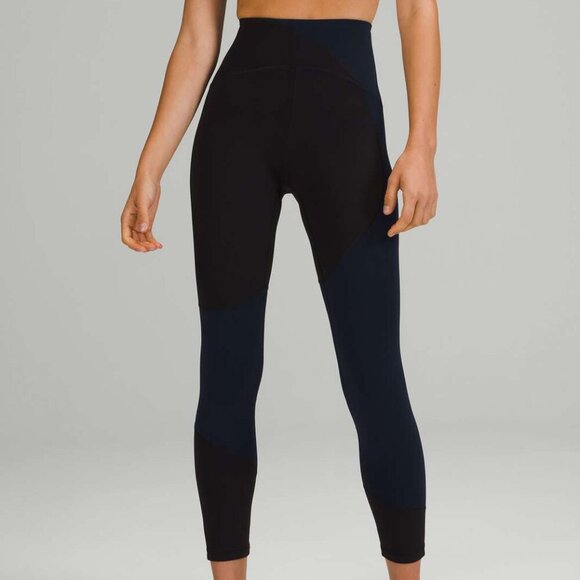 Lululemon Nulu Colour Block Navy/Black High-Rise Tight 25" Size 2 - Picture 1 of 6